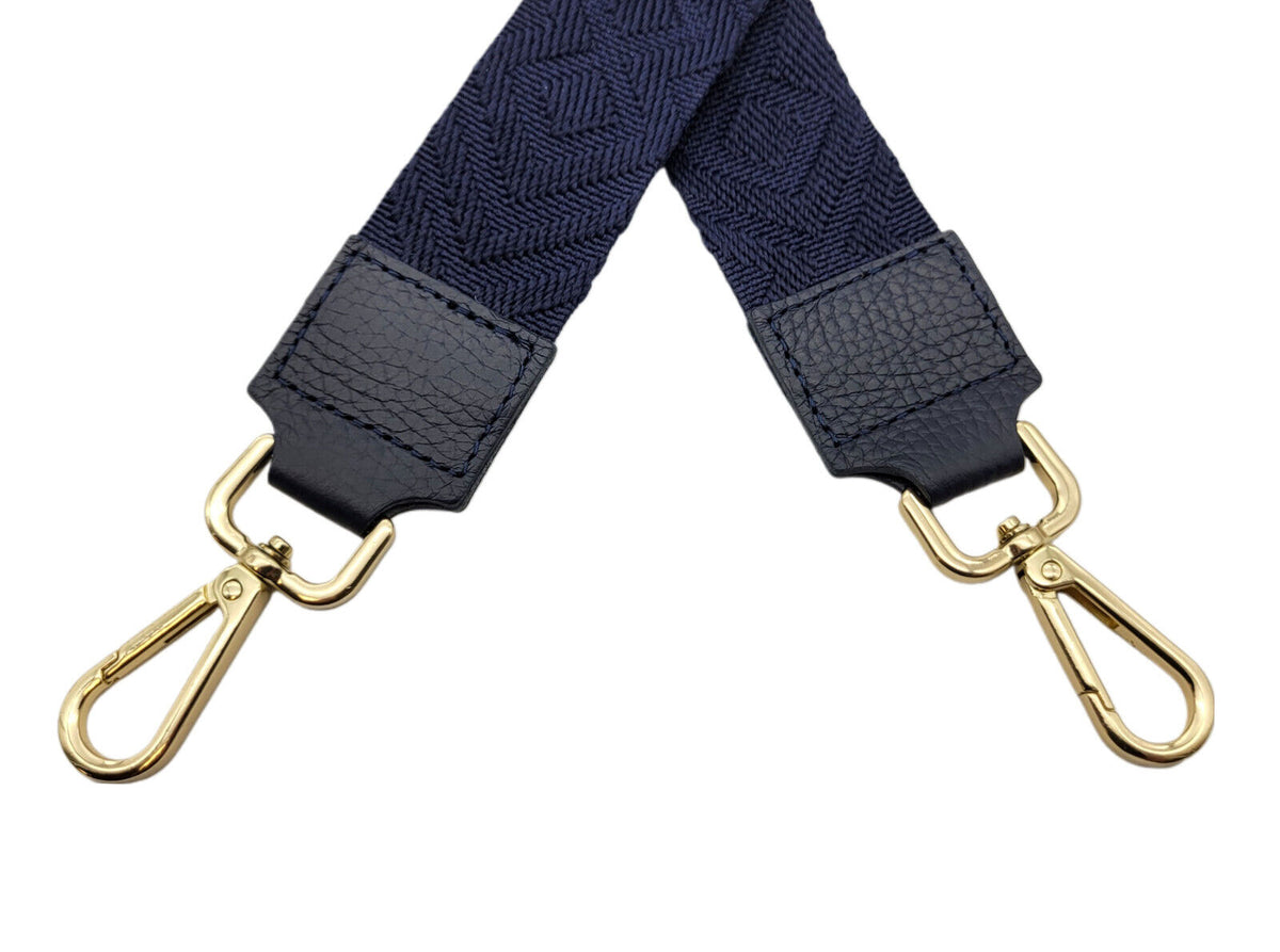 Ersatz Taschengurt Schultergurt Tragegurt Schulterriemen 4cm made in Italy navy gold
