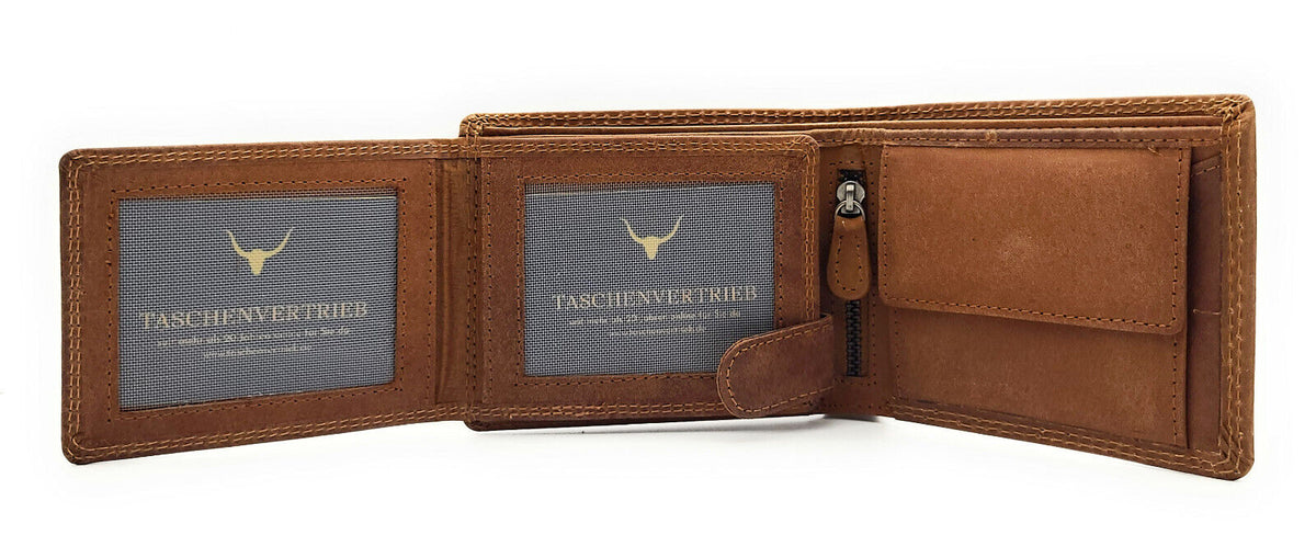 Lemasi RFID-Geldbörse aus Hunterleder mit Doppelnaht – Detail