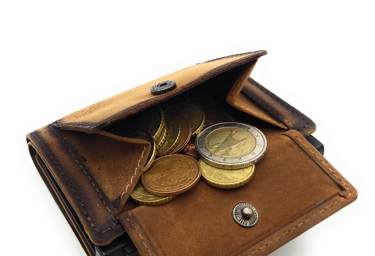 Jockey Club Slim Wallet ClipX RFID – Leder Geldbörse mit Münzfach Braun