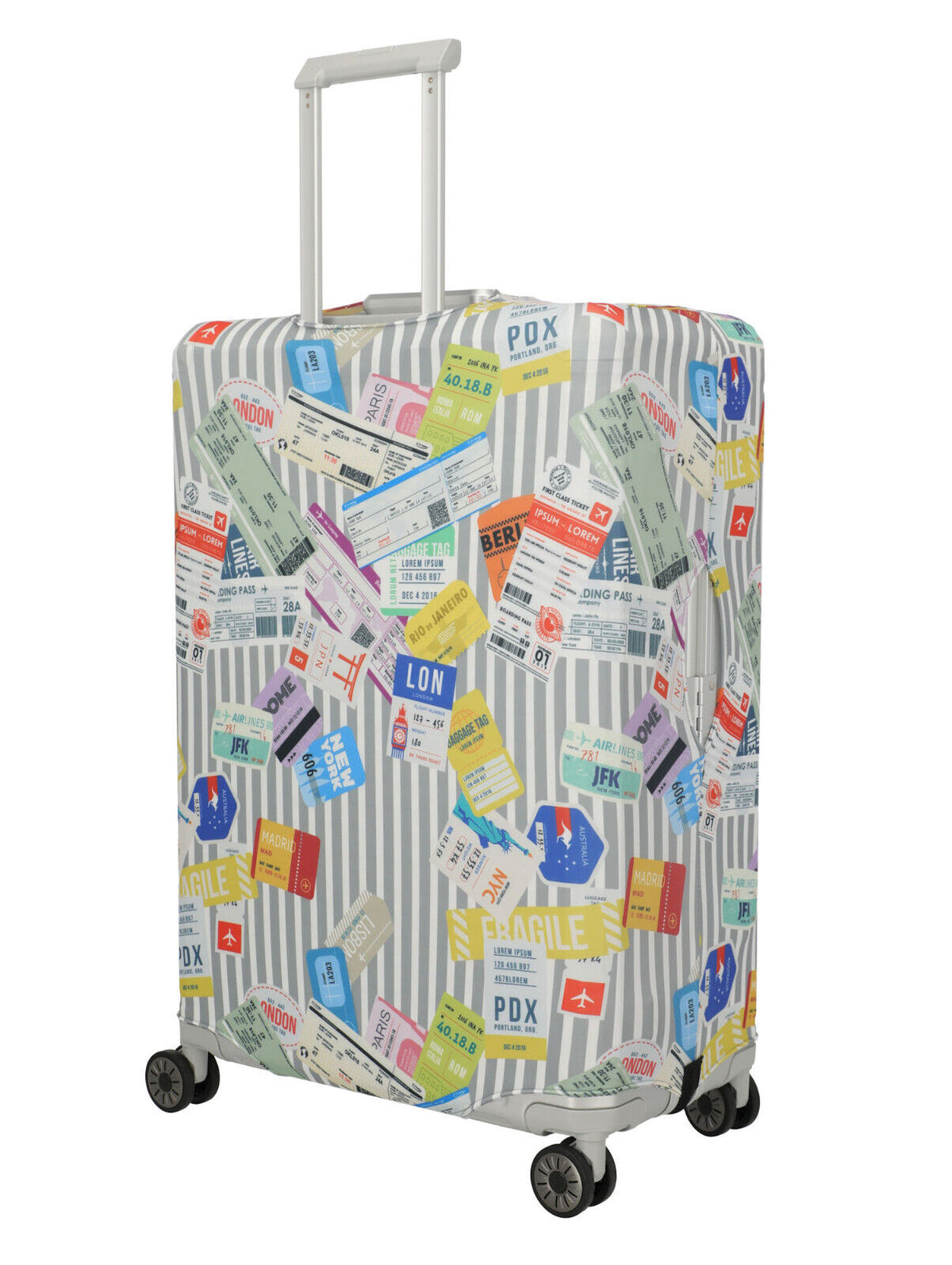 Travelite Kofferschutzhülle Kofferhülle L für große Koffer bis max 77x52x29cm Tickets