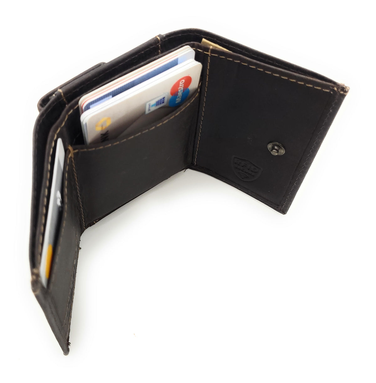 Jockey Club Mini Geldbörse aus Hunterleder | RFID-Schutz & Vintage Design dunkelbraun