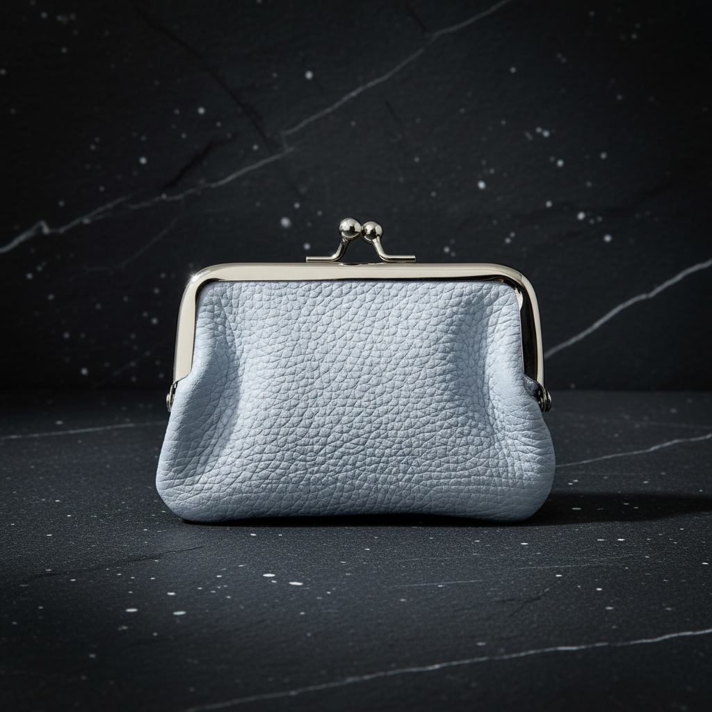 Mini Geldbörse Bügelbörse Rindleder soft-blau – Made in Italy, kompakt & vielseitig