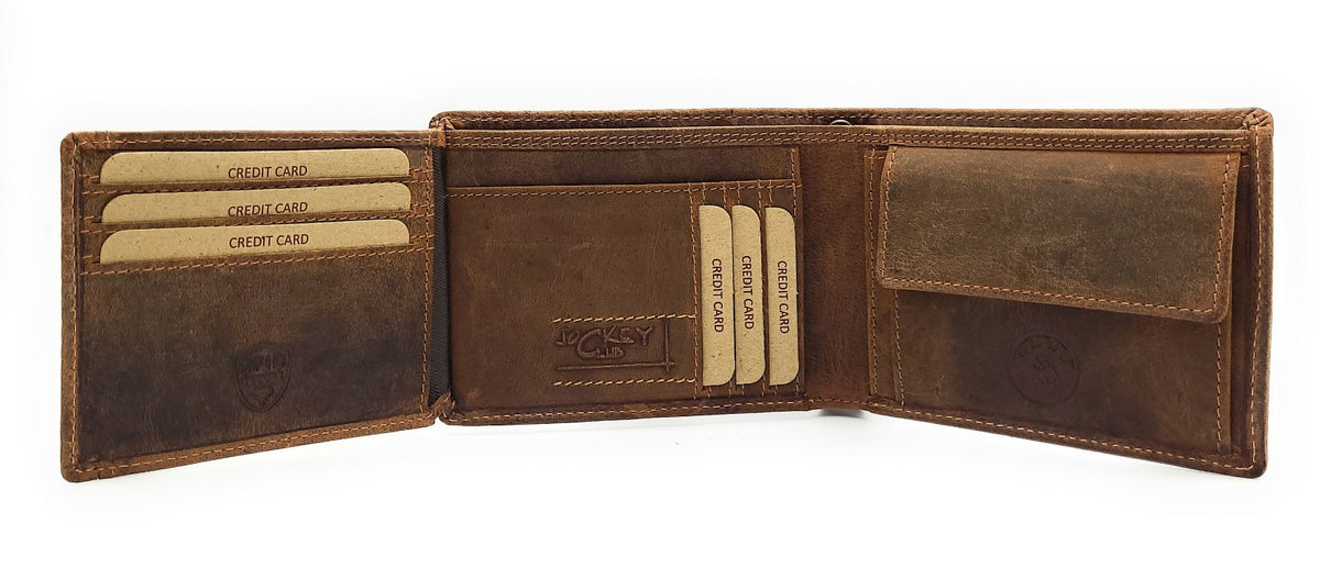 Jockey Club Geldbörse RFID Schutz Büffel Leder - US-Truck Design Handarbeit cognac braun