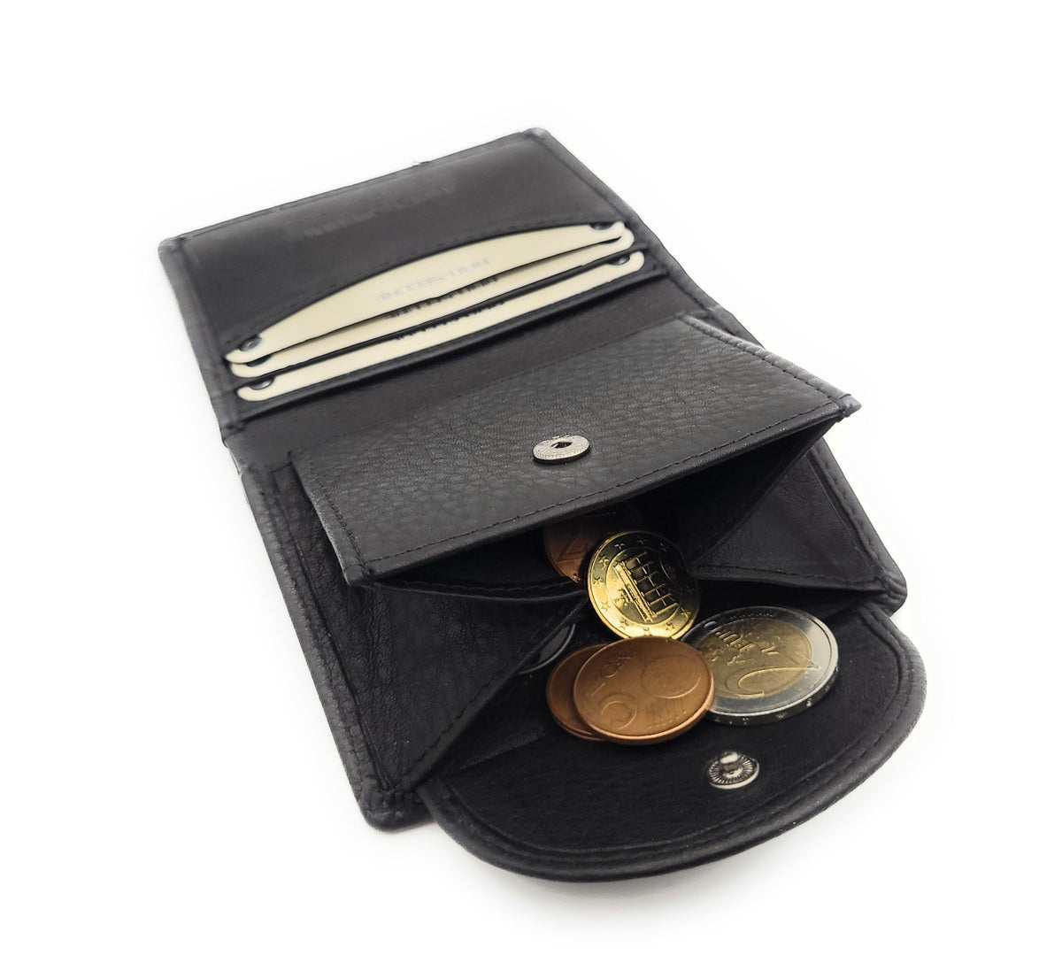 Jockey Club Mini-Geldbörse Rindnappaleder Schwarz mit RFID-Schutz
