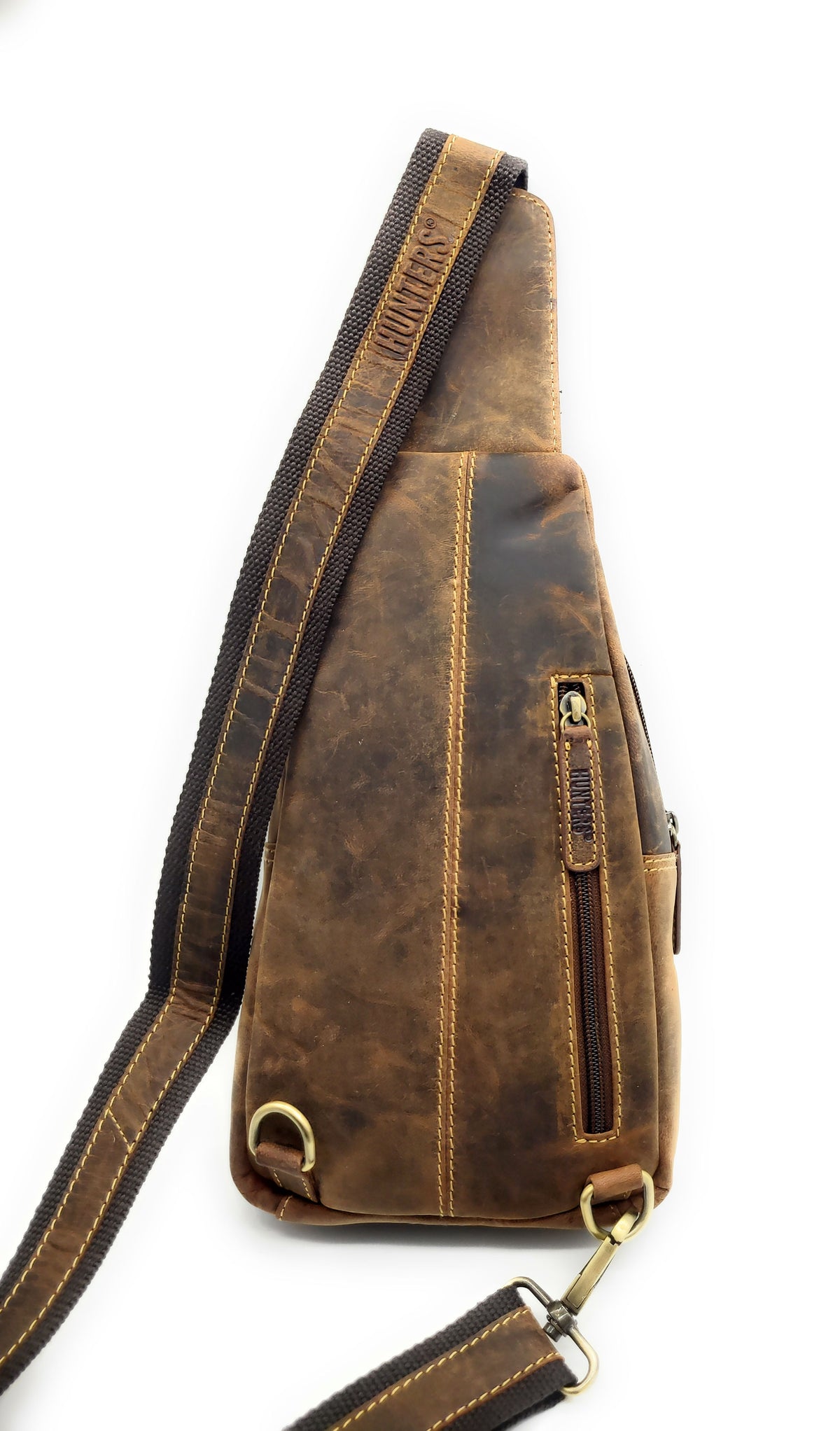 Hunters Leder Crossbag Hunterleder – Umhängetasche Slingbag mit Mehrfachfächern