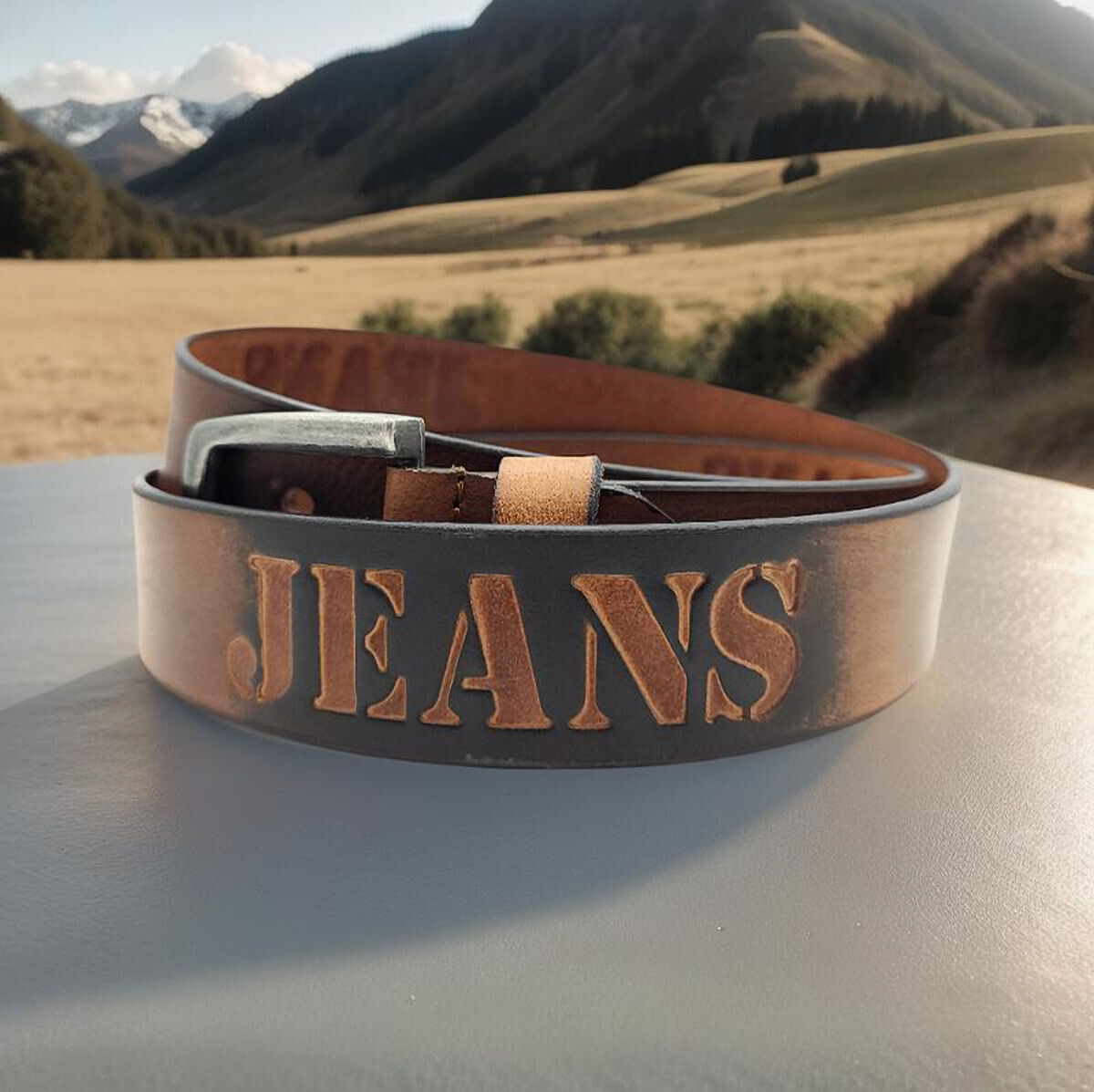 echt Leder Herren Gürtel Ledergürtel Büffelleder Jeansgürtel 90cm braun