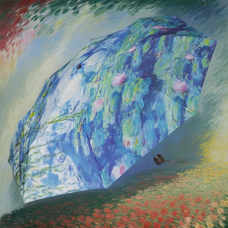 happy rain Regenschirm Taschenschirm Alu Light Motiv Claude Monet "Wasserlilien"