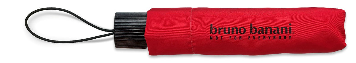bruno banani Mini-Regenschirm – Handöffner, Stahl-Fiberglasgestell, Polyester Pongee, geriffelter Griff mit erhabenem Logo Rot