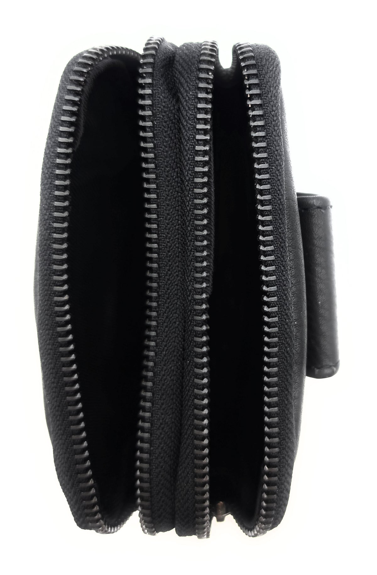 Lemasi Mini Gürteltasche aus Nappaleder – Schwarz, 2 Reißverschlussfächer