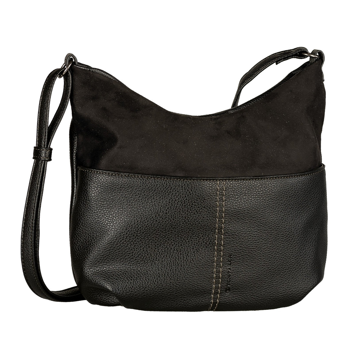 Tom Tailor Cross Bag M Miha – Mittelgroße Umhängetasche mit Reißverschlussfächern, Velours- & Lederimitat, 31x11x28 cm schwarz