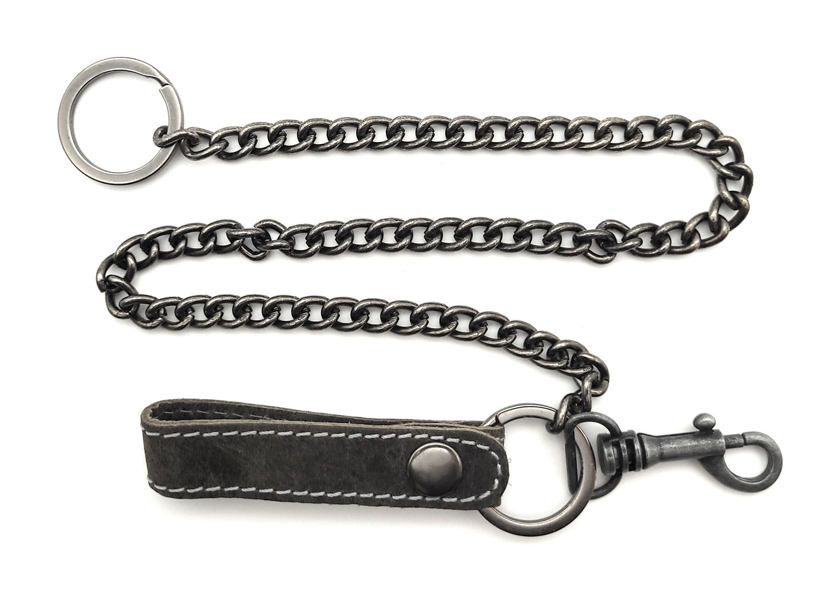 Jockey Club Sicherheitskette Metallkette Kellnerkette Kette für Kellner Geldbörse Kellnerbörse Bikerbörsen mit echt Lederschlaufe