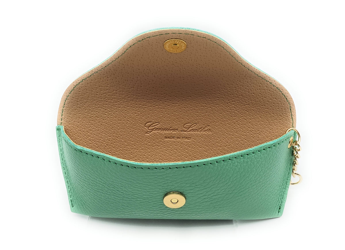 Brillenetui aus echtem Leder mit Magnetverschluss und Karabinerkette – Made in Italy mint
