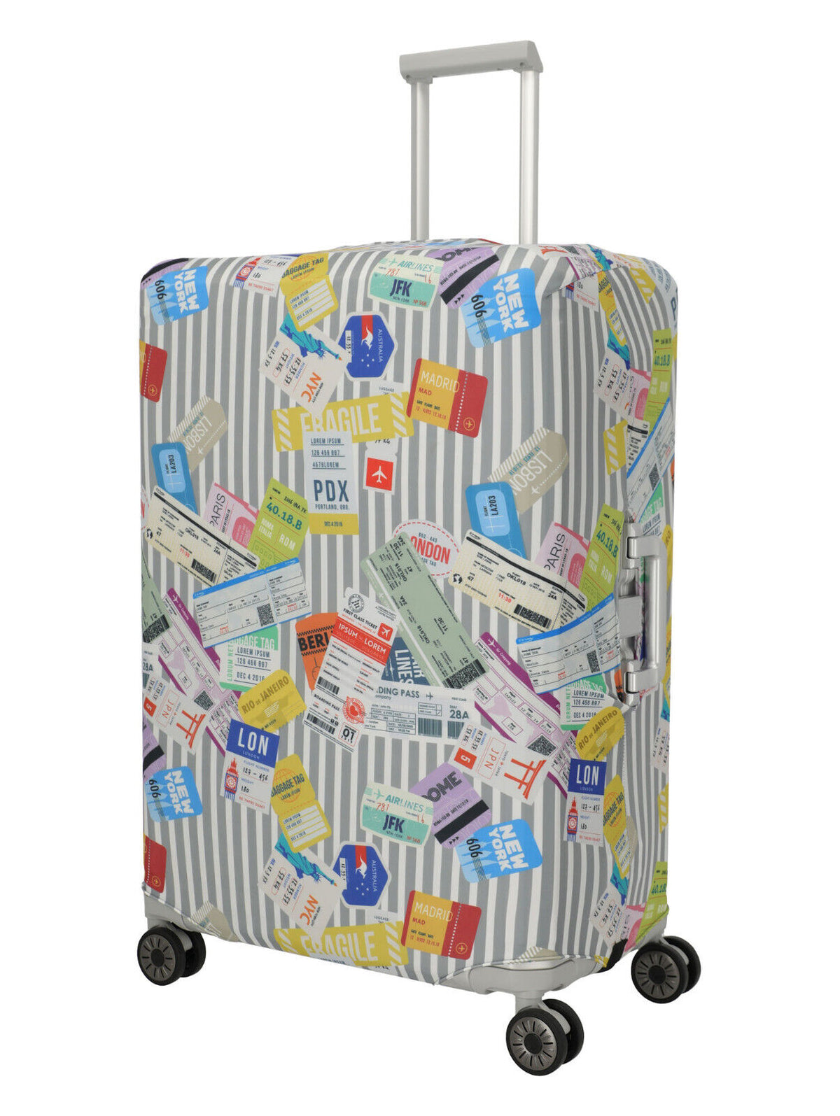 Travelite Kofferschutzhülle Kofferhülle L für große Koffer bis max 77x52x29cm Tickets