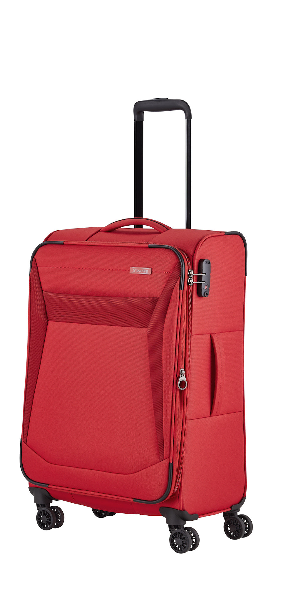 Travelite Chios Reisekoffer M Trolley Koffer 67cm 4 Rad / Rollen Dehnfalte TSA rot