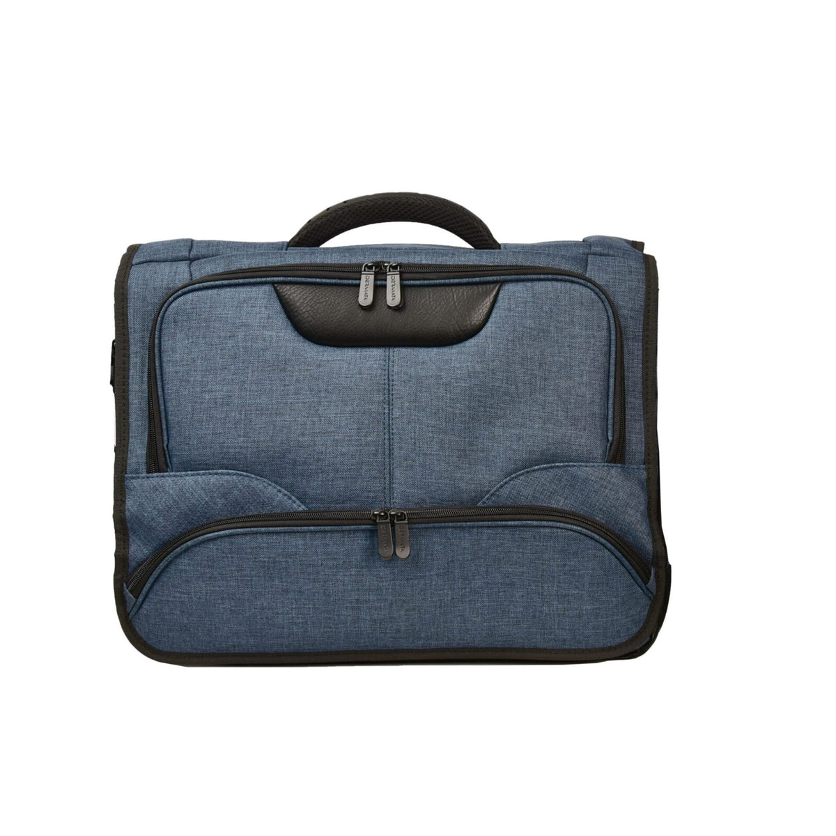 Dermata Laptoptasche 17 Zoll Navy-Blau PolyCanvas Business Umhängetasche schwarze Akzente 44x34x15cm