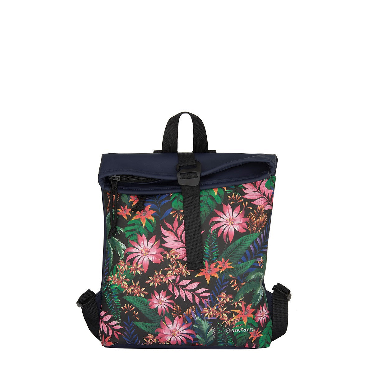 New Rebels Rolltop Cityrucksack Los Angeles – Stylischer Rolltop Rucksack mit Flowerpower-Design, Wasserabweisend & Praktisch
