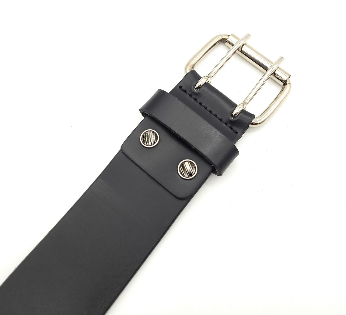 Arbeitergürtel / Handwerkergürtel / Arbeitsgürtel aus Büffelvollleder – 50 mm breit, 10-fach Lochung, doppelte Dornschließe, kürzbar, 105 cm Bundweite schwarz