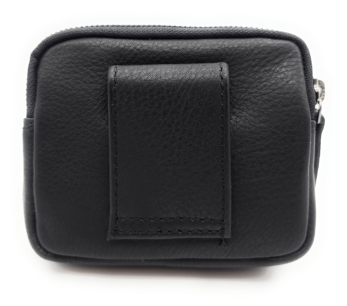 Lemasi Mini Gürteltasche aus Nappaleder – Schwarz, 2 Reißverschlussfächer