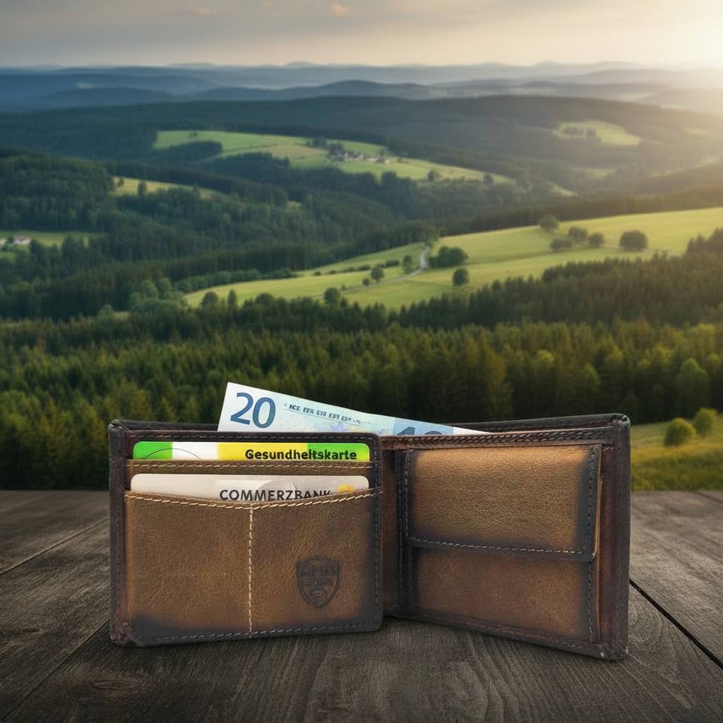 Jockey Club Mini Leder Geldbörse Vintagebraun – Handgefertigt mit RFID-Schutz im rustikalen Design