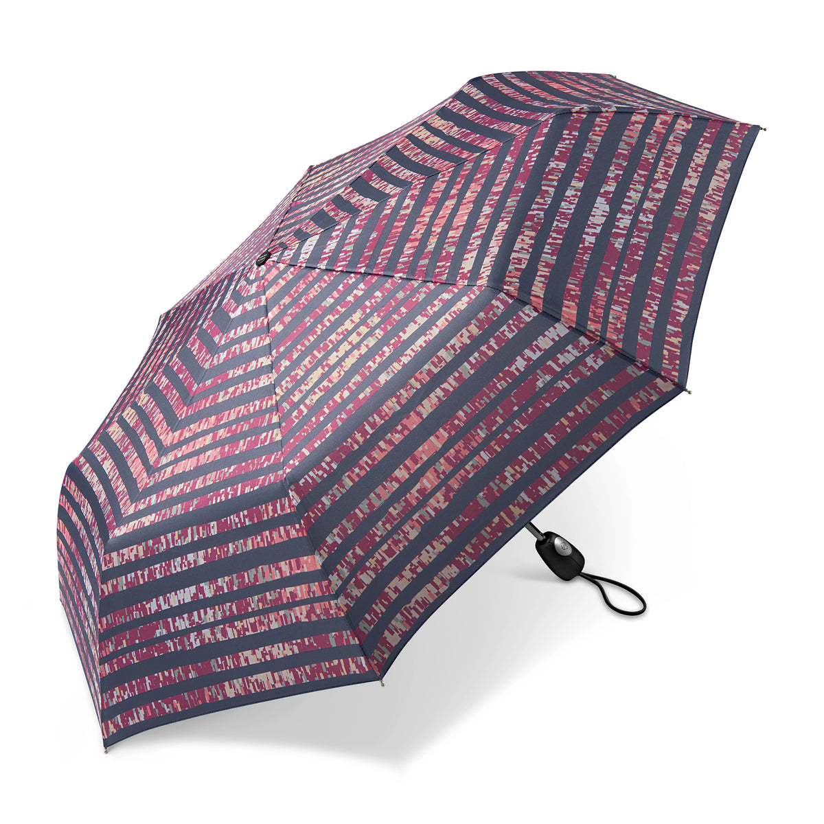 Pierre Cardin Damen Regenschirm Taschenschirm Auf-Zu Automatik grey stripe