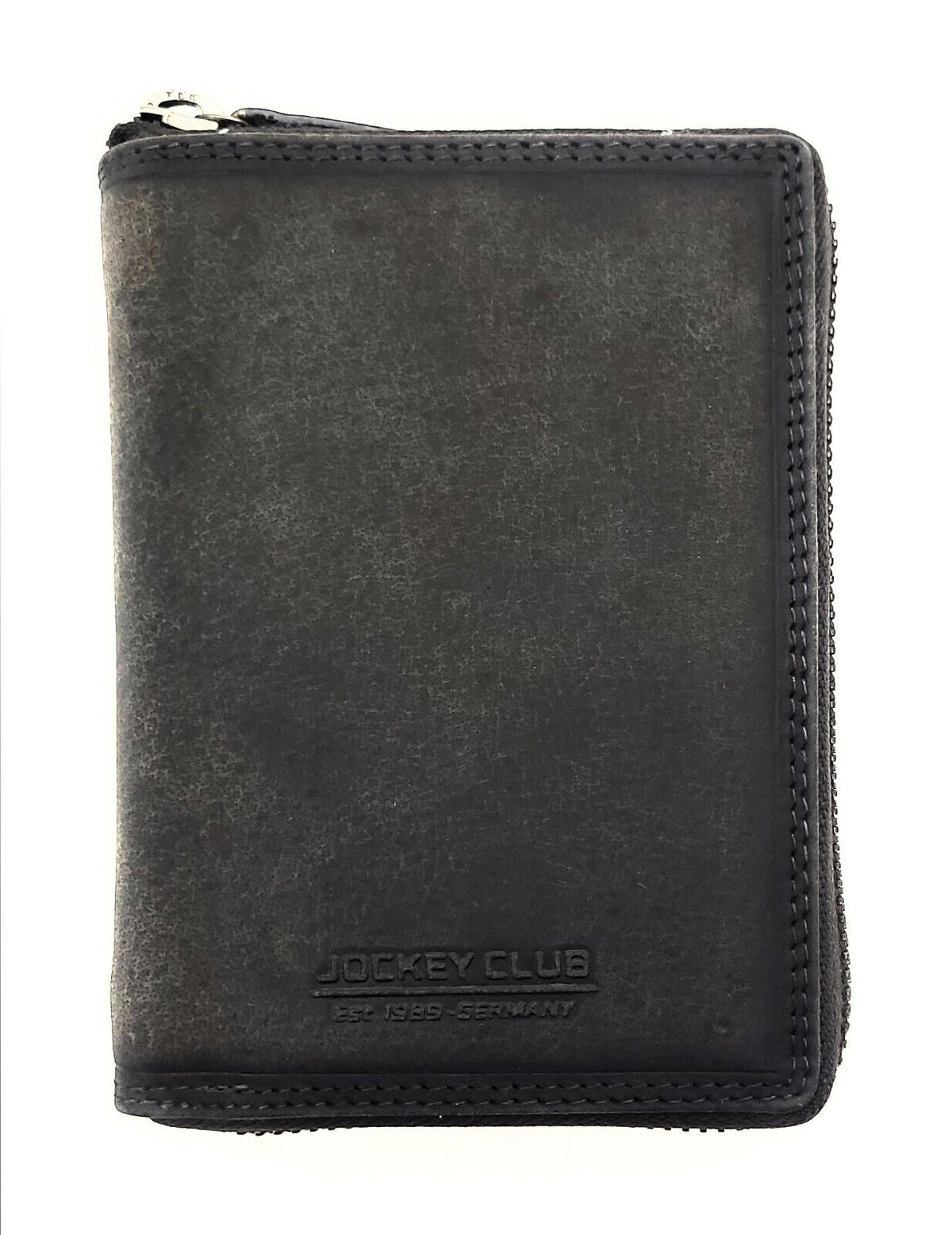 Jockey Club Leder Geldbörse mit RFID-Schutz – Büffelleder Vintage Grau