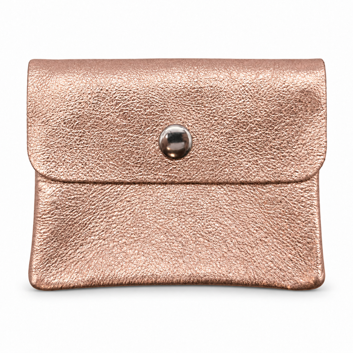 Mini Geldbörse aus echtem Rindleder – kompaktes Leder Portemonnaie Made in Italy champagner metallic