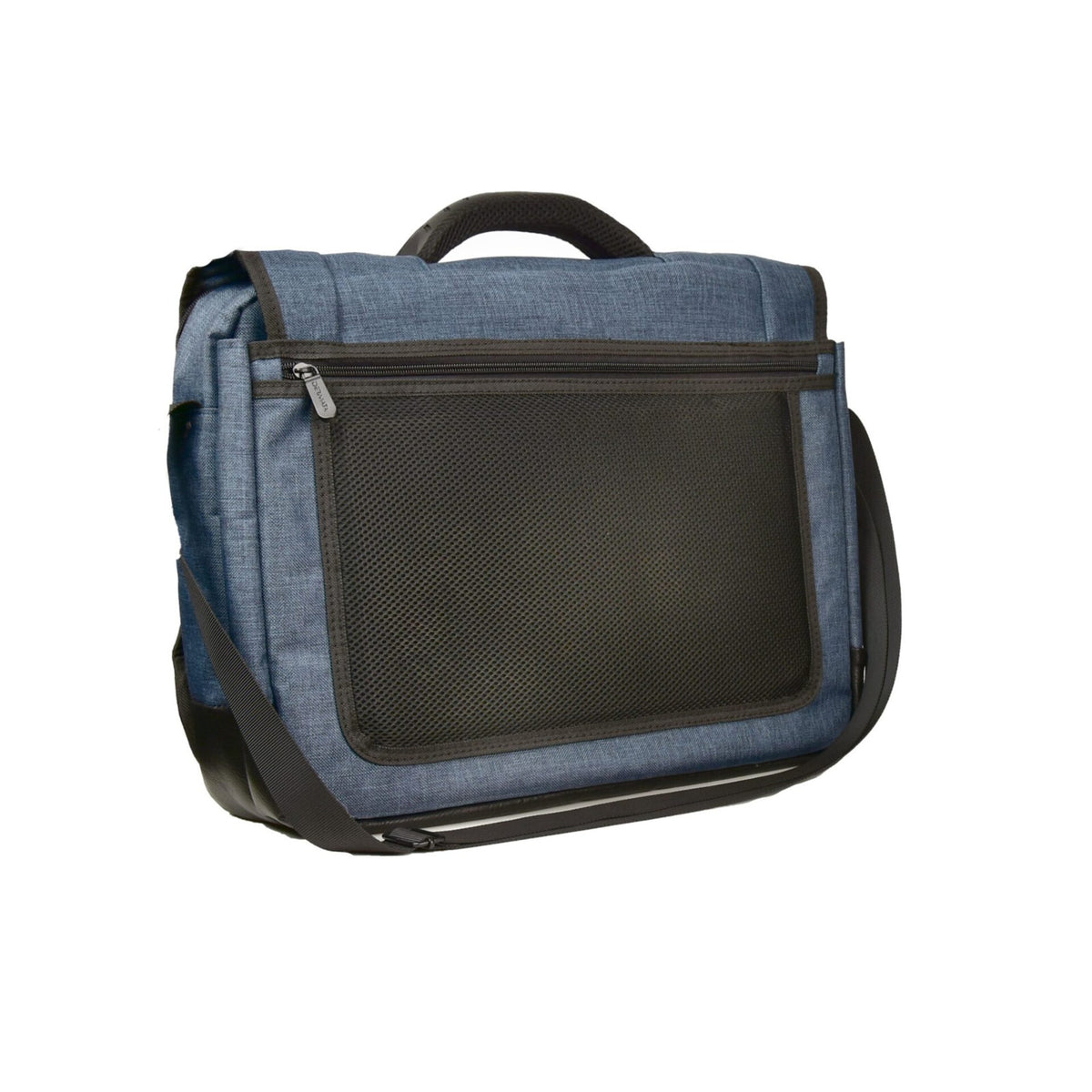 Dermata Laptoptasche 17 Zoll Navy-Blau PolyCanvas Business Umhängetasche schwarze Akzente 44x34x15cm