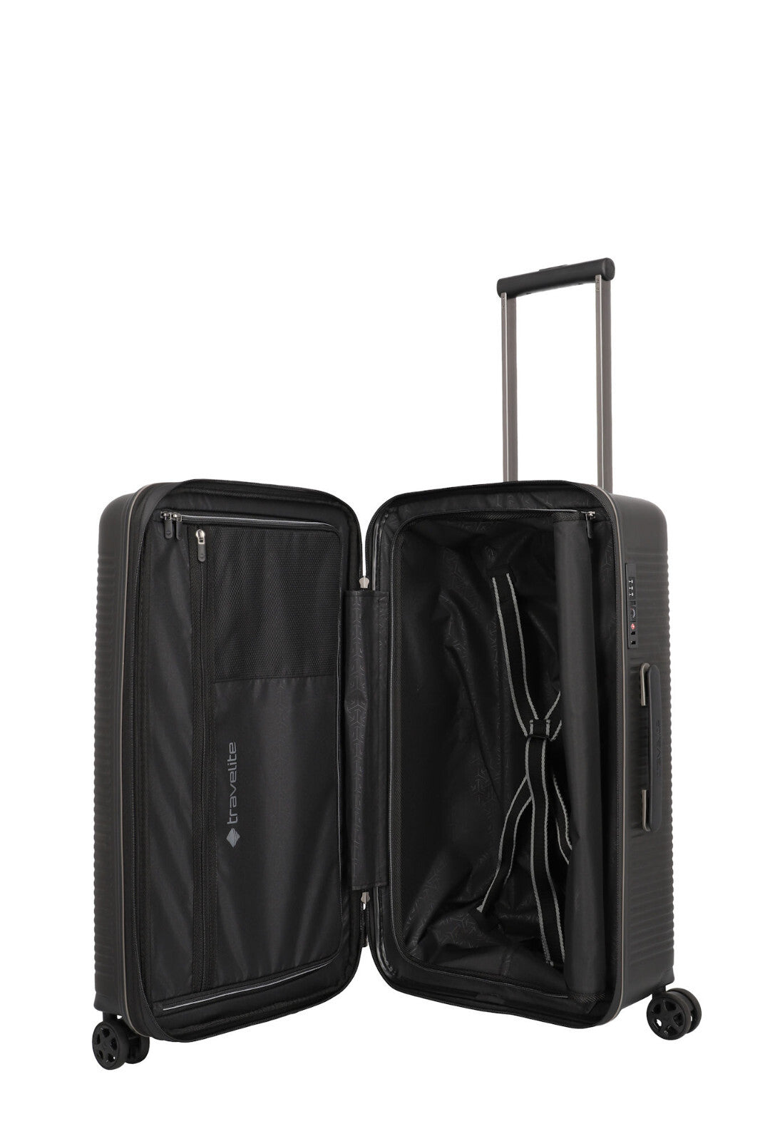Travelite Roomer M (66 cm, erweiterbar) – 66 l Hartschalenkoffer mit TSA‑Schloss & 4 Doppelrollen