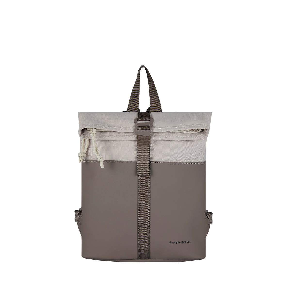 New Rebels Backham Cityrucksack Grau Beige – kompakter Rolltop Rucksack
