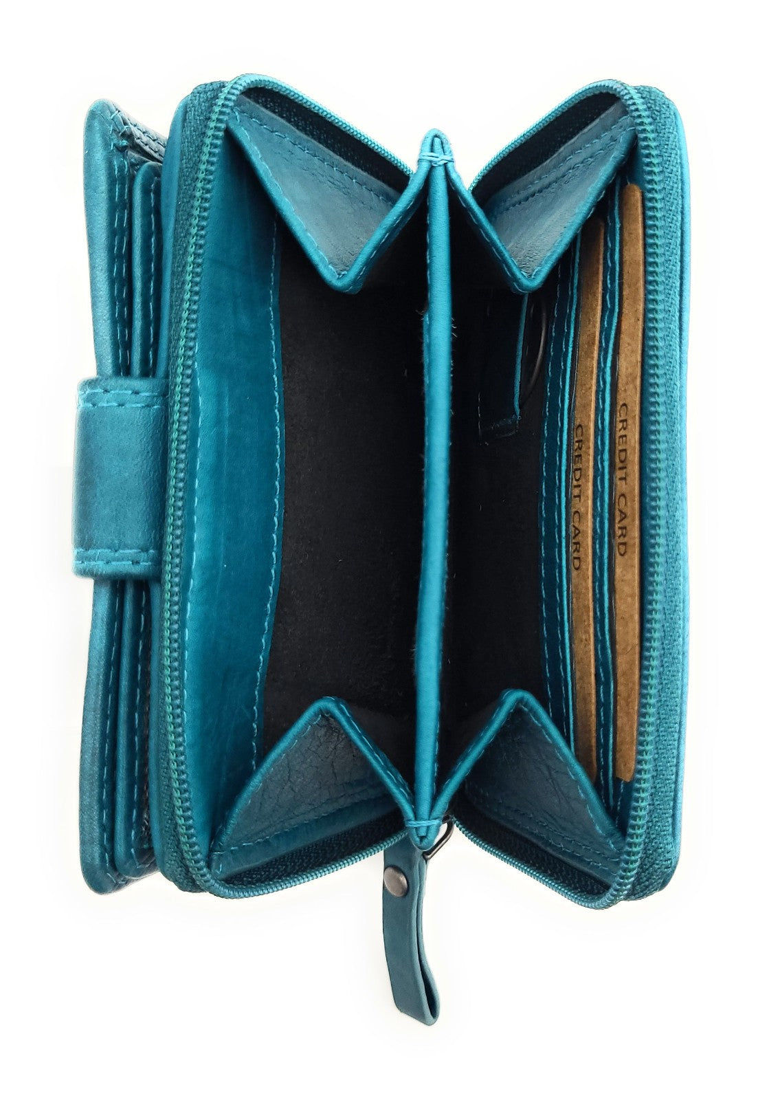 Jockey Club Leder Geldbörse Damen RFID Schmetterling Petrol