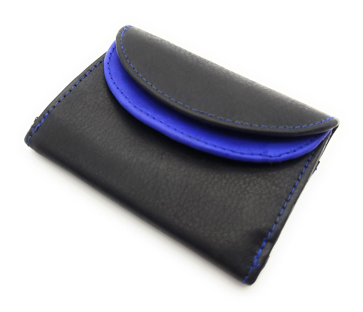 Jockey Club echt Leder Mini Geldbörse Wickelbörse Urlaubsbörse schwarz royalblau