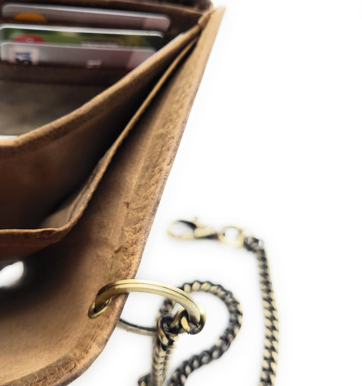 Biker Geldbörse mit Kette RFID Schutz Hunterleder Portemonnaie Skull Totenkopf braun
