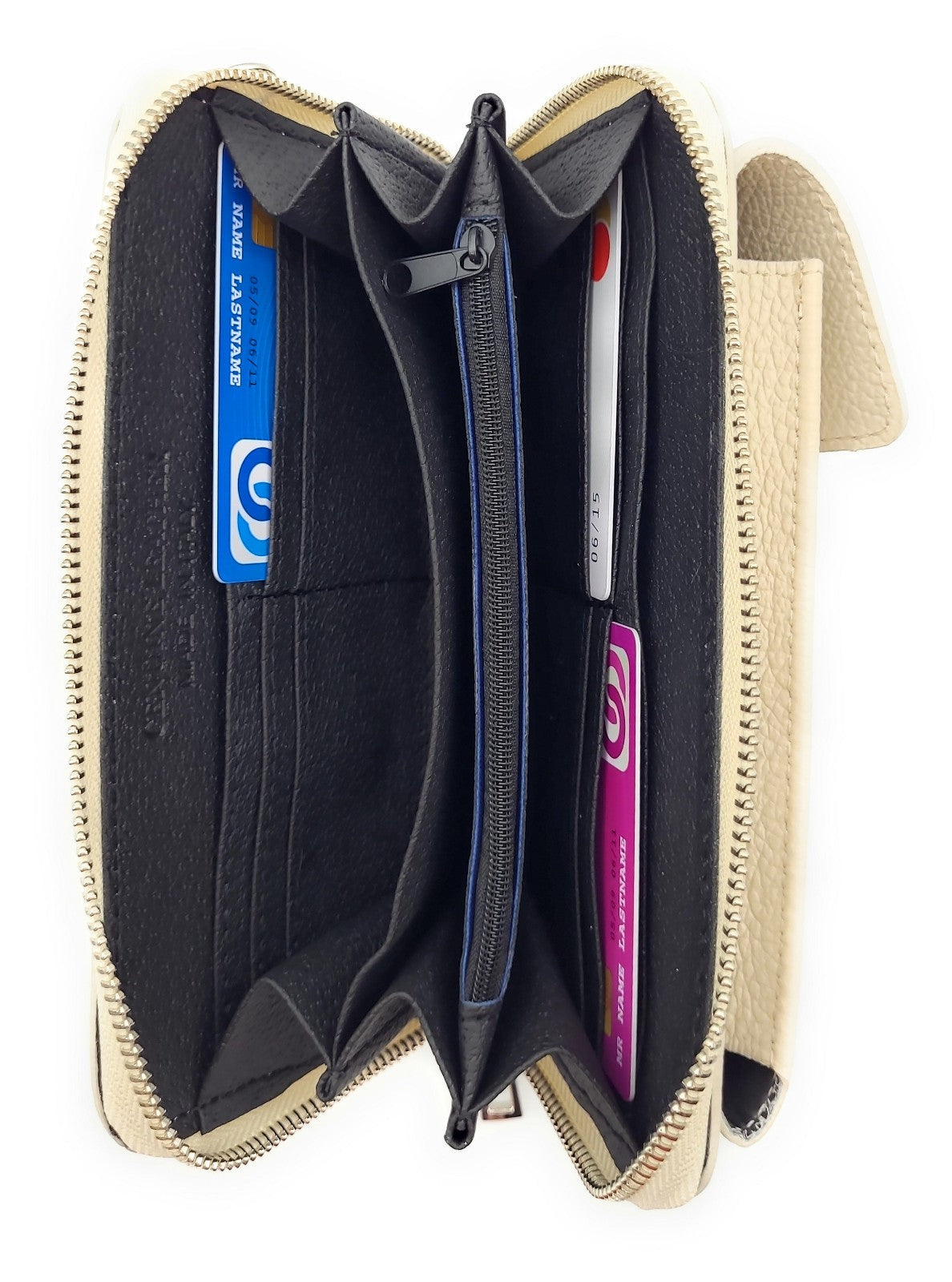 echt Leder Handybörse Smartphonetasche Geldbörse Umhängetasche made in Italy cremeweiß
