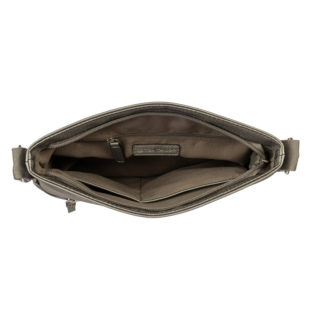 Tom Tailor Umhängetasche Erin Damen – mittelgroß 30x9x30 cm – 6 Fächer – Schultertasche casual Style Handtasche metallic grey