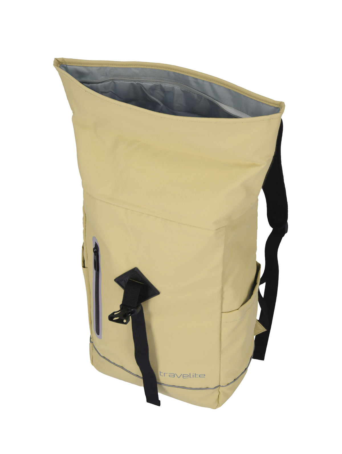 Travelite Rollup Fahrrad Rucksack Kurierrucksack Daypack aus wasserfester Plane mit Reflektoren gelb