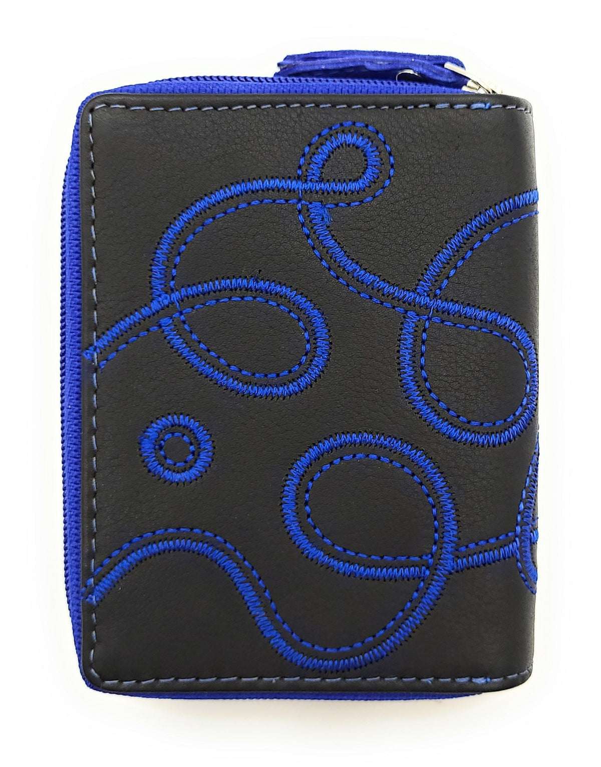 Jockey Club Damen Geldbörse Loop RFID Schutz - Echt Leder Klein Schwarz Royalblau