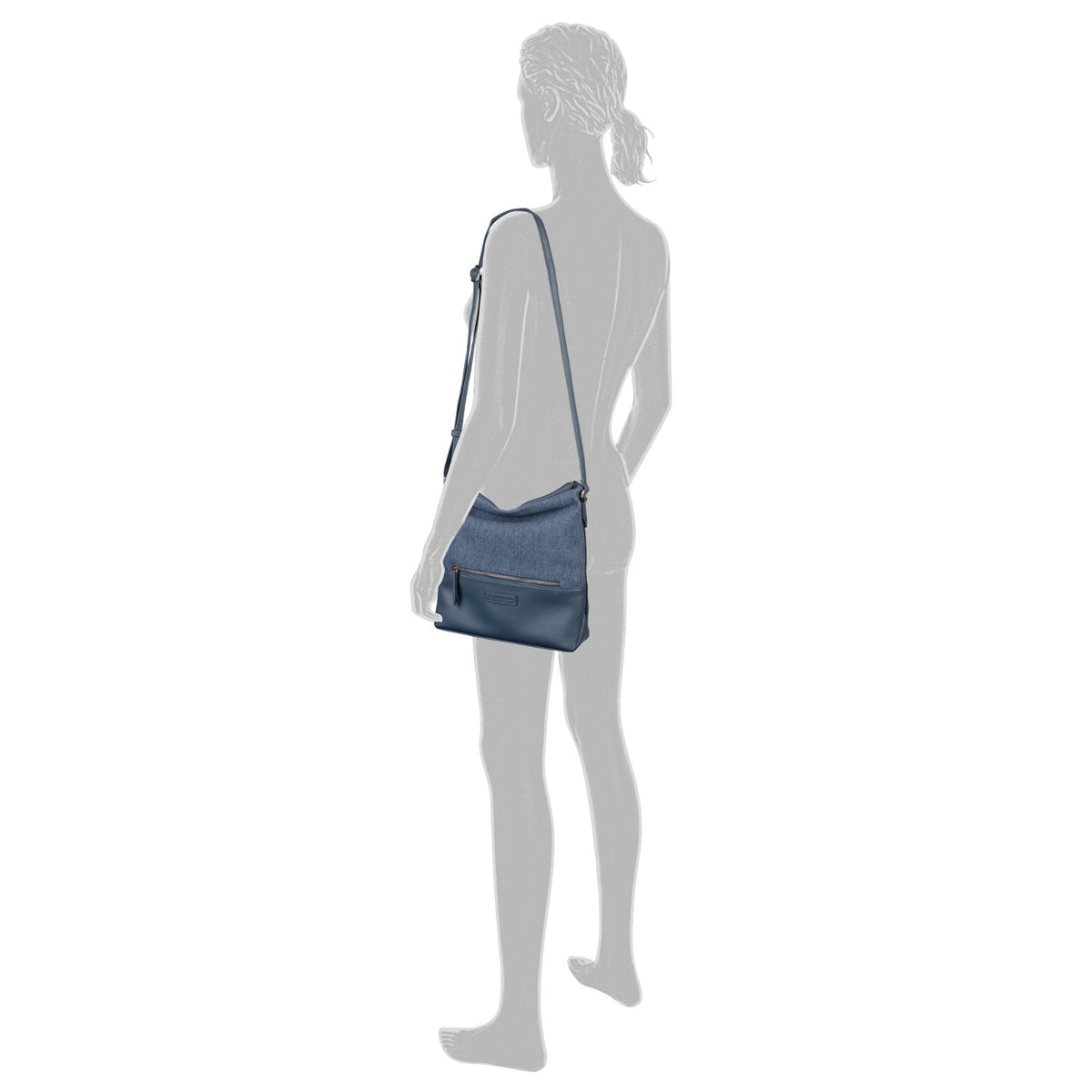 Tom Tailor Cross Bag M „Gia“ – elegante Damen-Umhängetasche mit Reißverschluss mixed denim blue