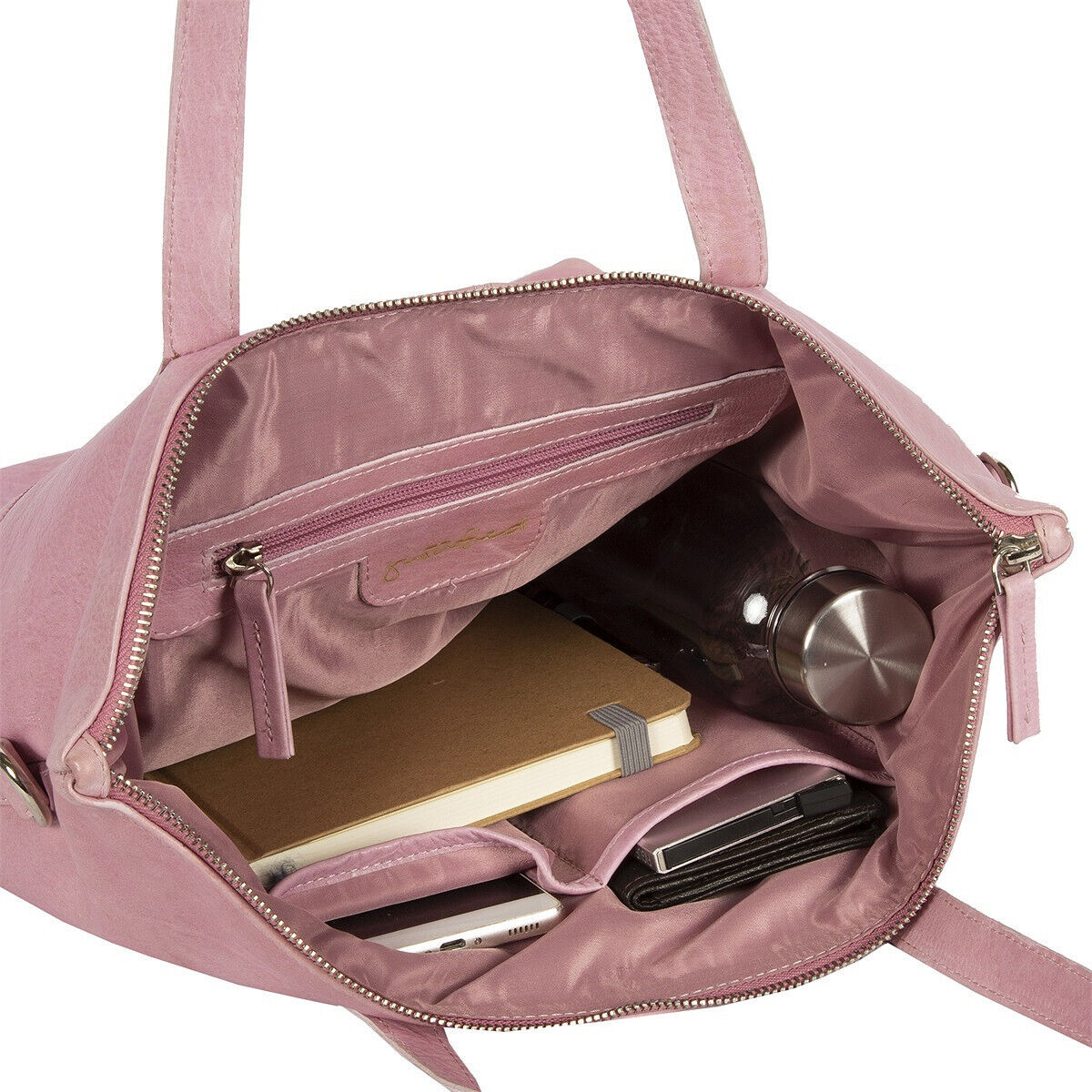 großer echt Leder Damen Shopper Handtasche Schultertasche Penelope rosa