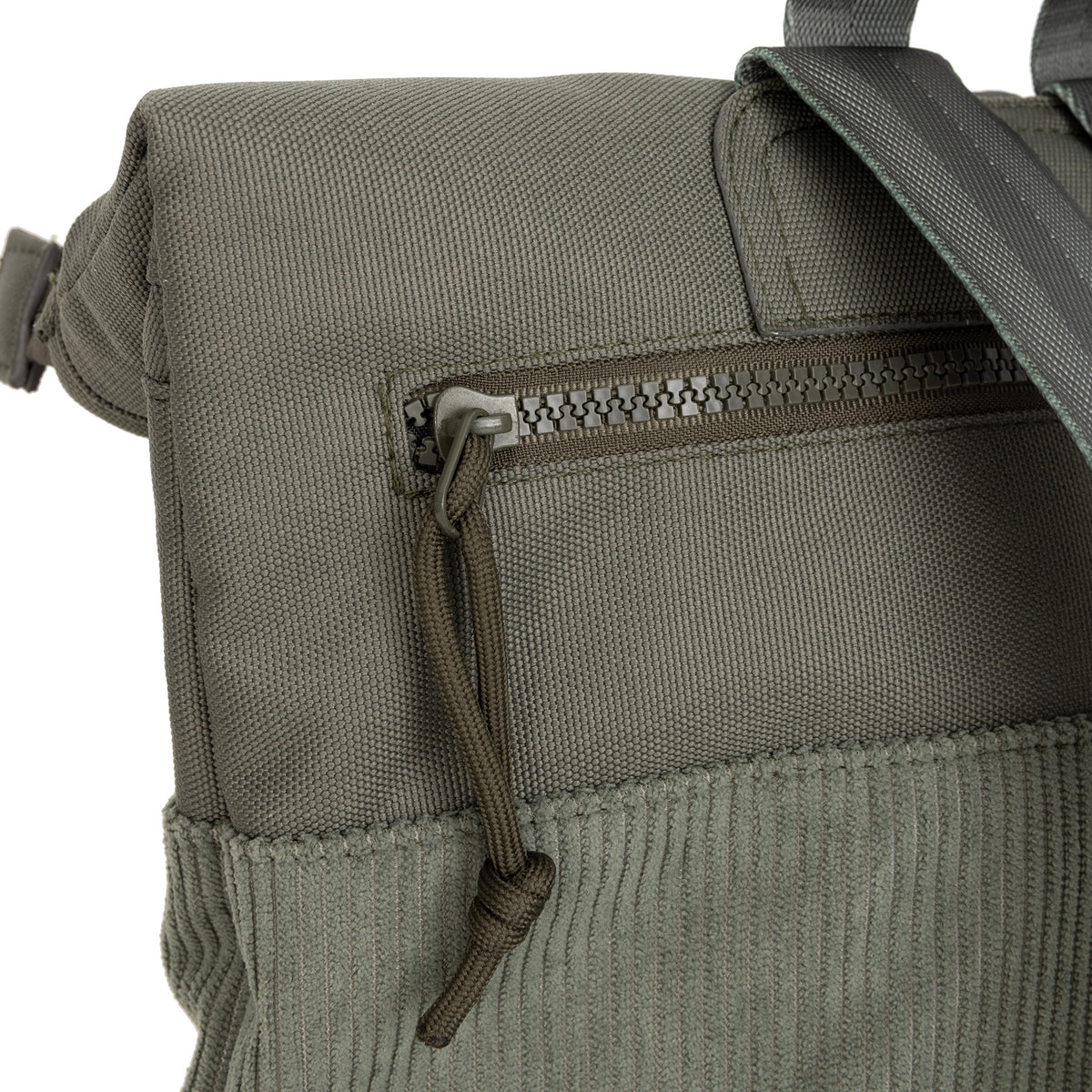 New Rebels Ribbi Roll Up Rolltop City Rucksack Los Angeles Kordoptik grün