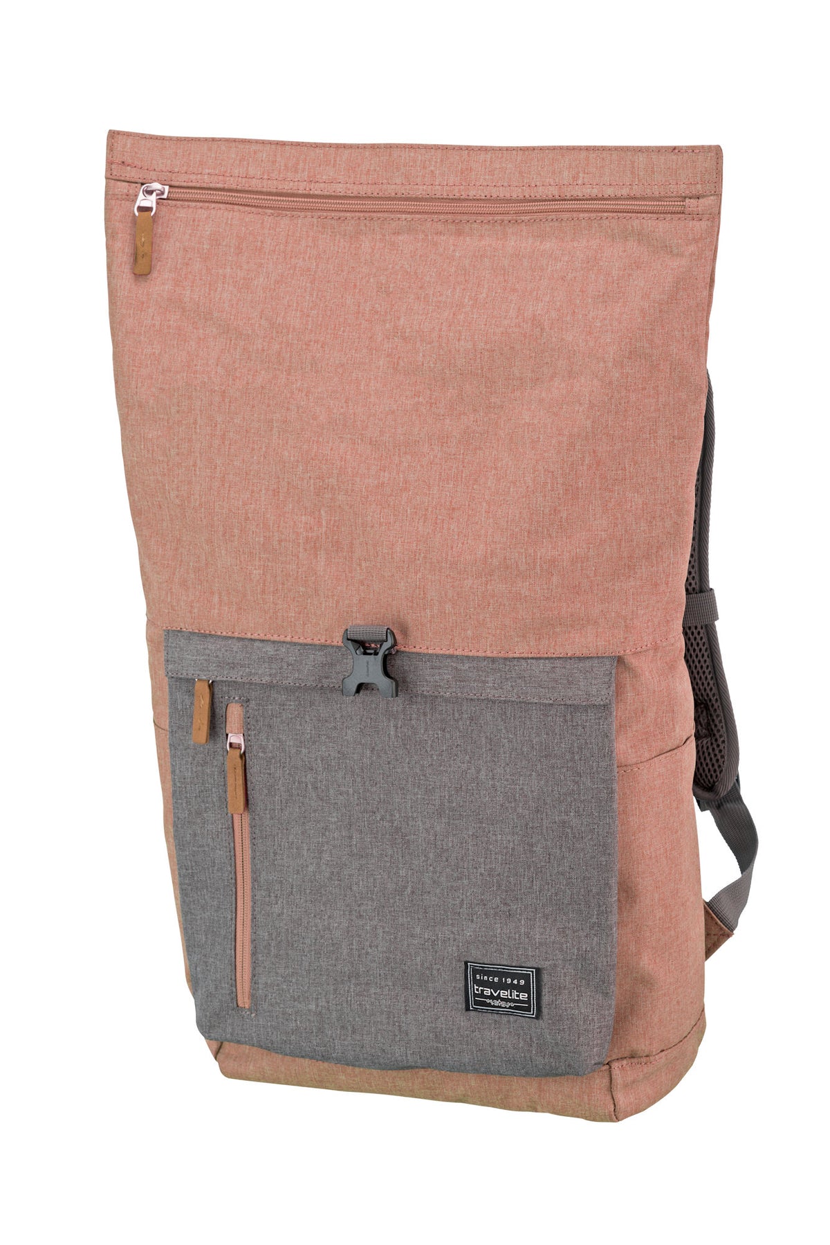 Travelite Basic Rollup Rucksack 35 L Rosa mit 15,6-Zoll-Laptopfach