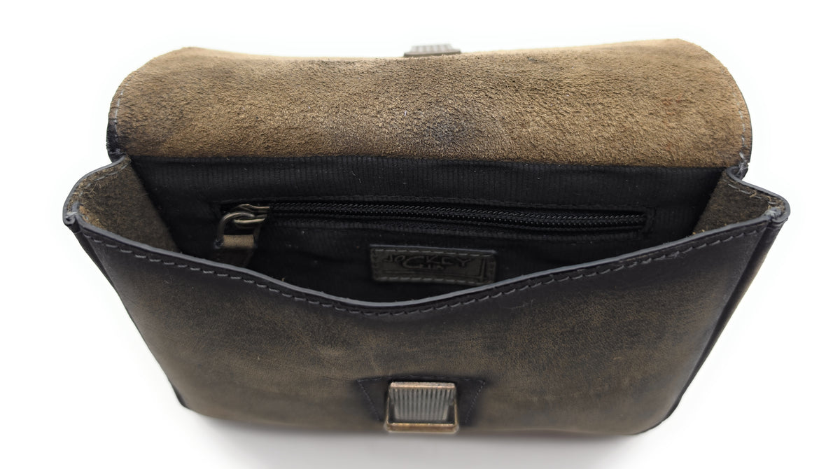 Jockey Club Leder-Gürteltasche grau aus geschliffenem Hunterleder