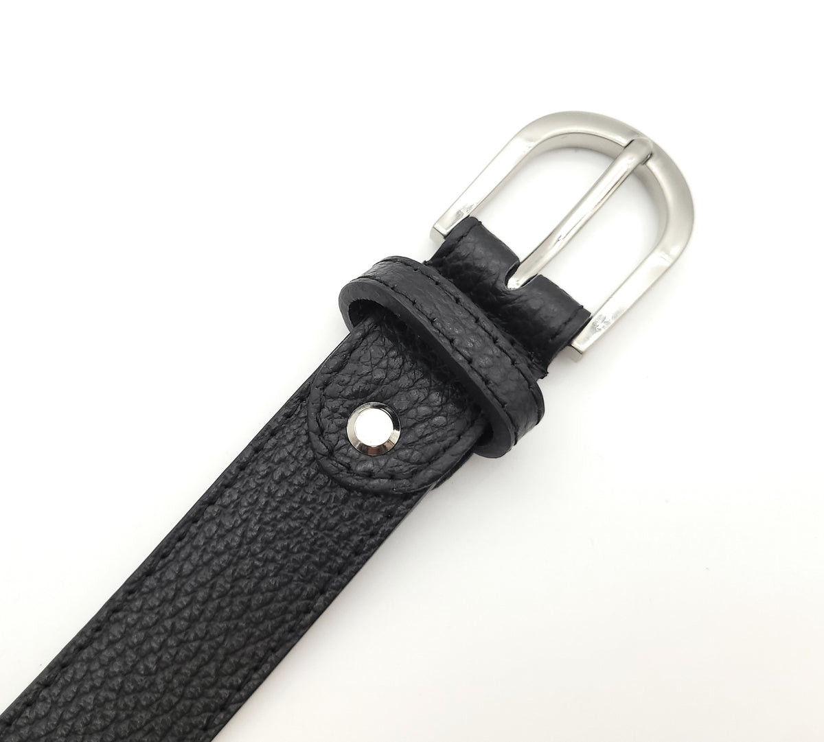 Echtledergürtel Made in Italy – ca. 30 mm breit, kürzbar, Metallschließe, genarbte Oberfläche, 5 Loch Gürtel für Herren & Damen schwarz