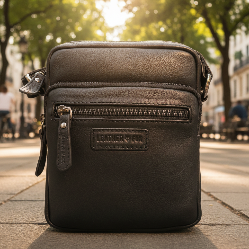 Leatherfox echt Leder Herren Schultertasche Umhängetasche Crossbag Handtasche schwarz