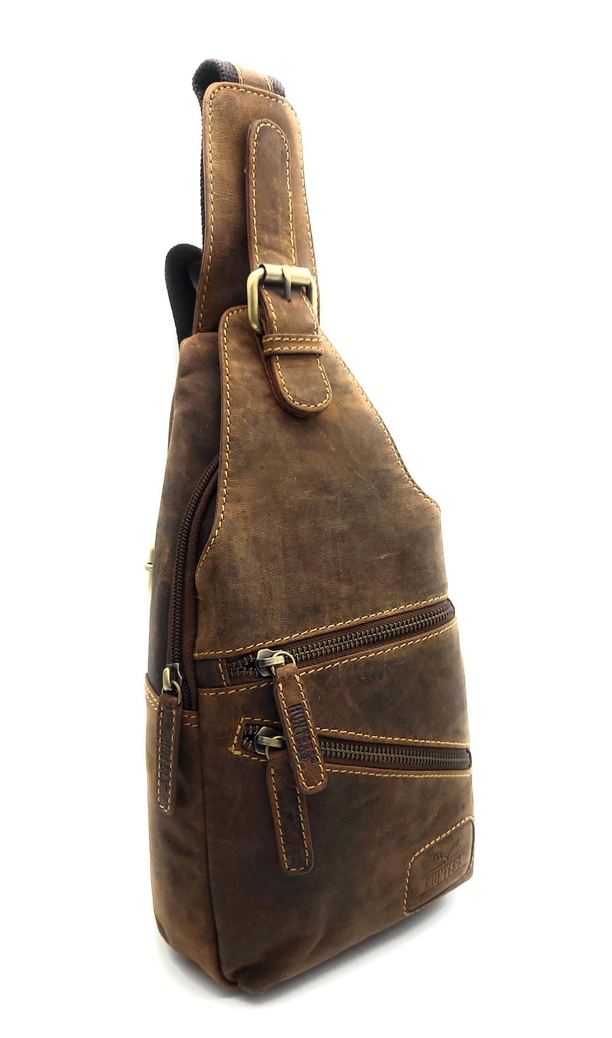 Hunters Leder Crossbag Hunterleder – Umhängetasche Slingbag mit Mehrfachfächern