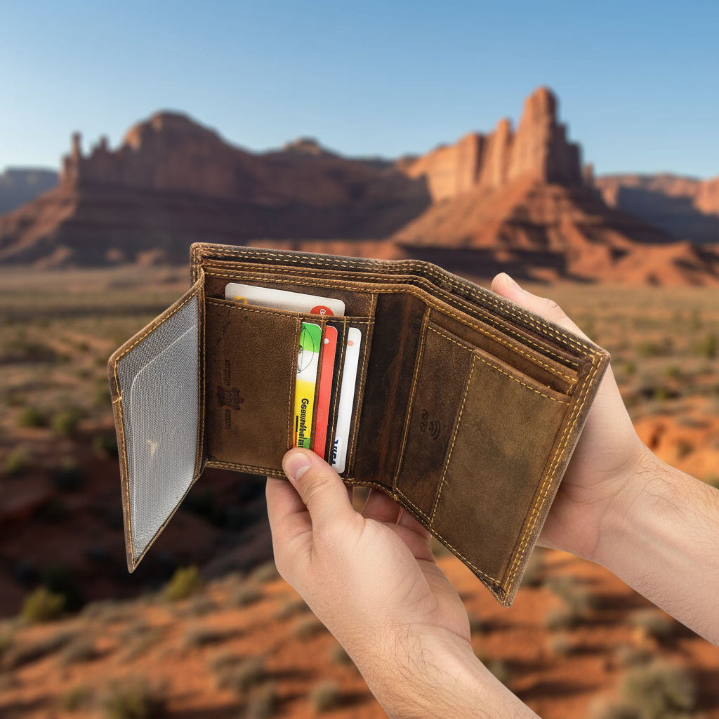 Hunterleder Portemonnaie Hochformat mit RFID-Schutz – 7 Kartenfächer, Münzfach, Doppelnaht braun