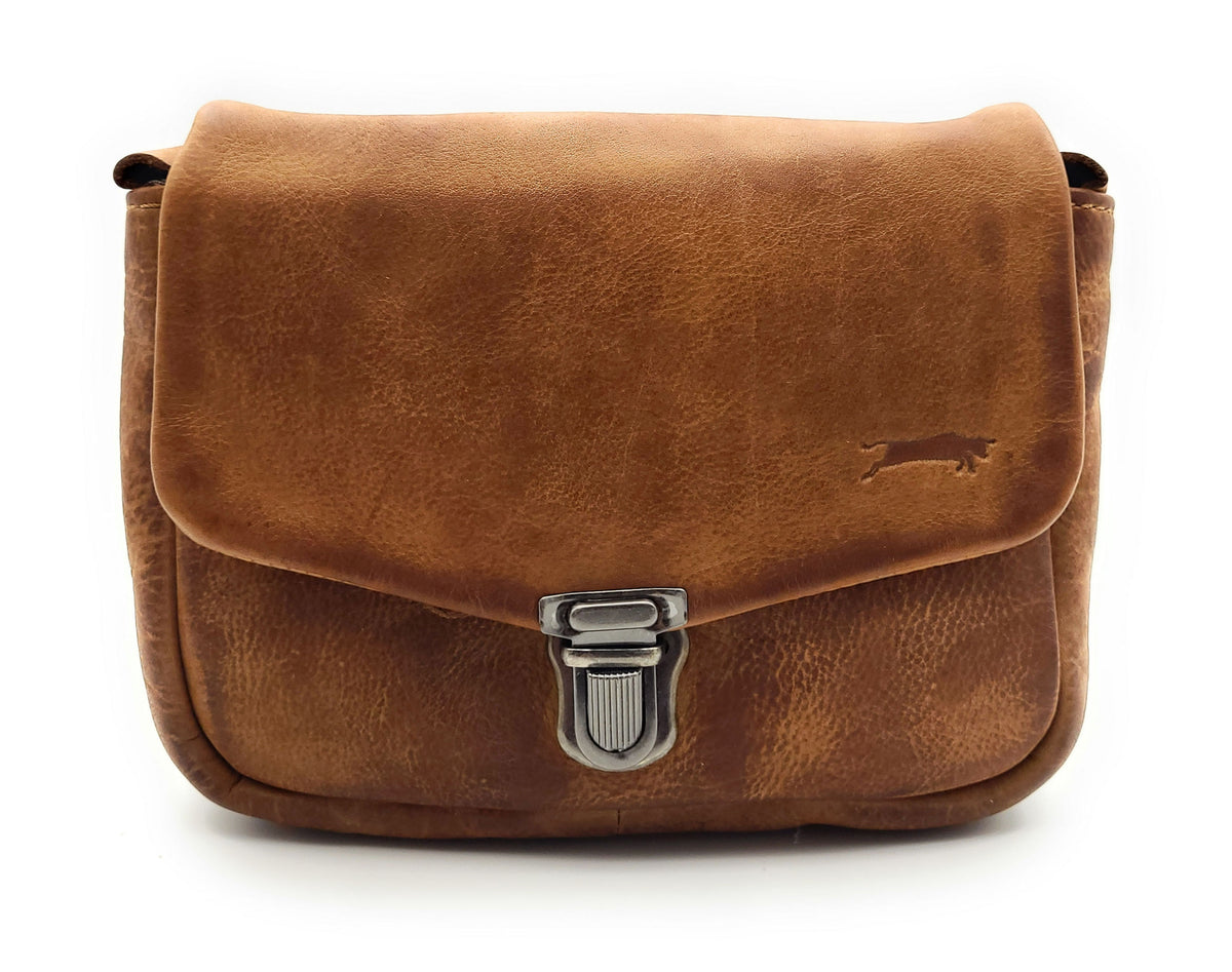 Ven Tomy echt Leder Gürteltasche Bikertasche Hüfttasche Bauchtasche Waschleder braun