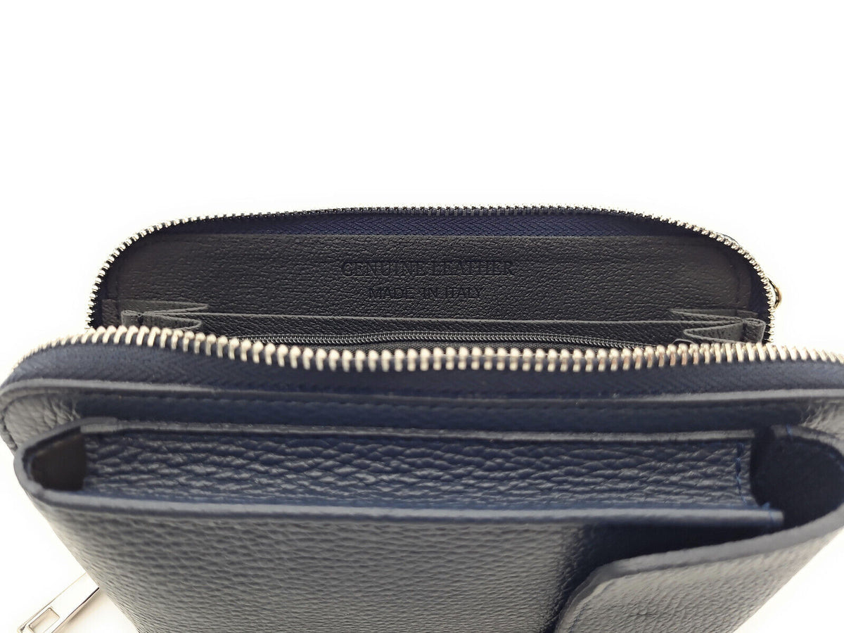 echt Leder Handybörse Smartphonetasche Geldbörse Umhängetasche made in Italy navy blau