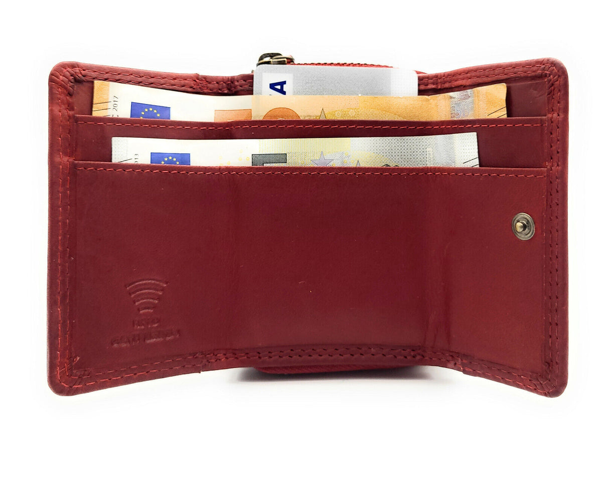 Hill Burry Mini echt Leder Damen Geldbörse Portemonnaie RFID NFC Schutz rot
