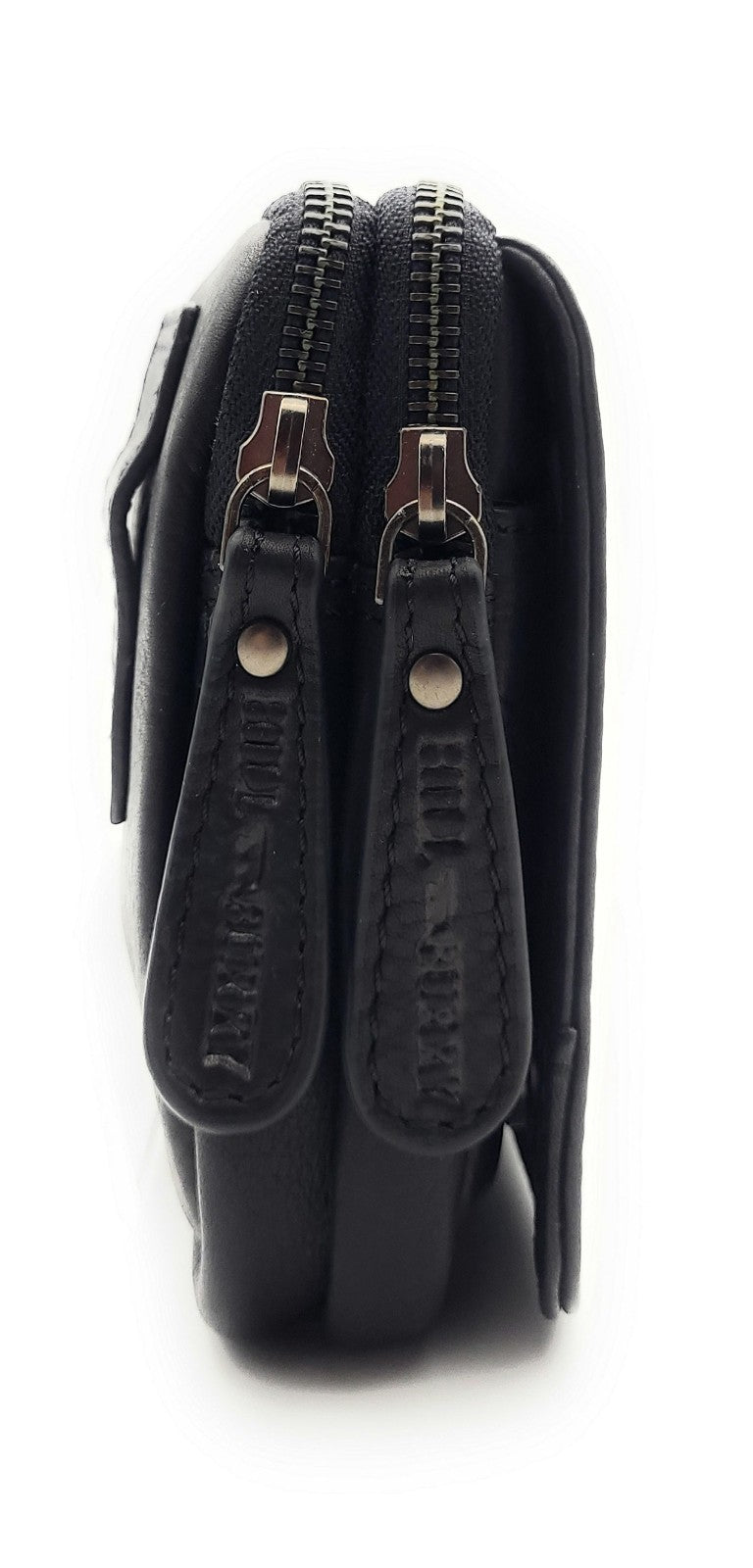 Hill Burry Gürteltasche Rindleder schwarz | 2 Hauptfächer, Magnetverschluss, Gürtelschlaufen doppelt genäht