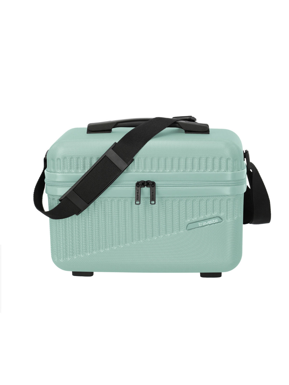 Travelite Bali Beautycase – Kosmetikkoffer 36 cm | 17 l | Hartschale mit Trolley-Aufsteckung & Schultergurt mintgrün